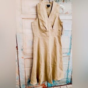 NWT hemp linen fit n flare khaki dress size 8 side zip flattering fit!